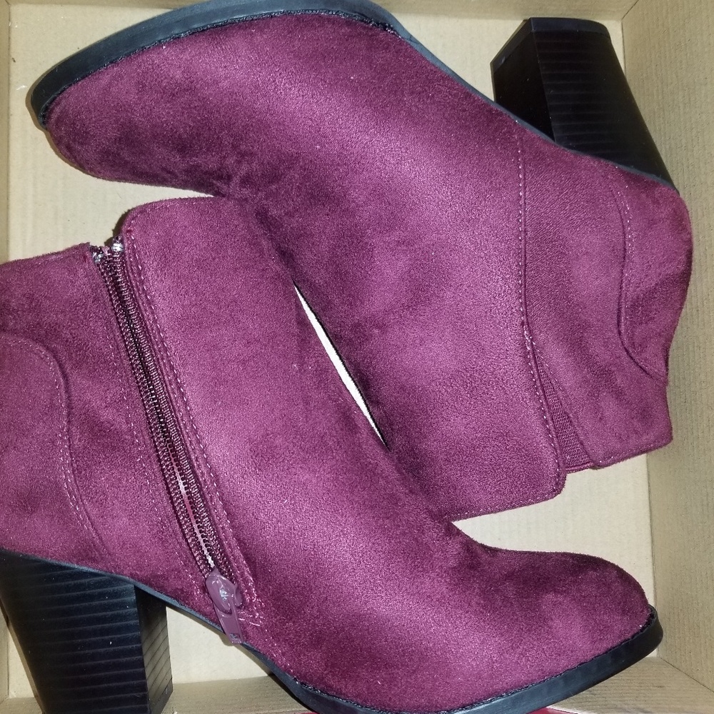 Burgundy booties